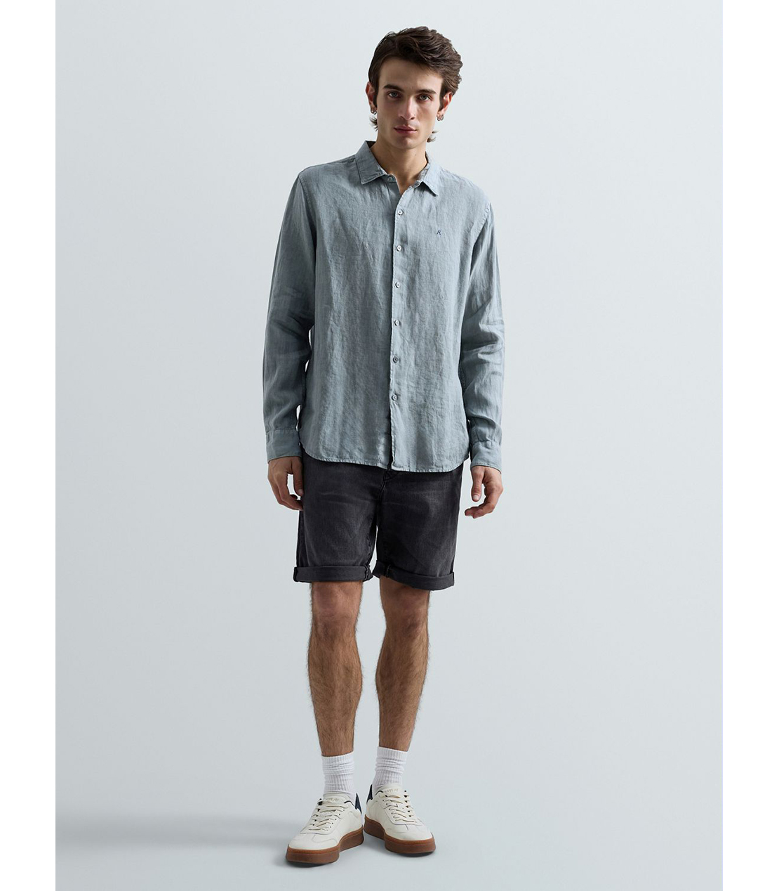 ガーメントダイリネンシャツ 詳細画像 グレイッシュブルー 2